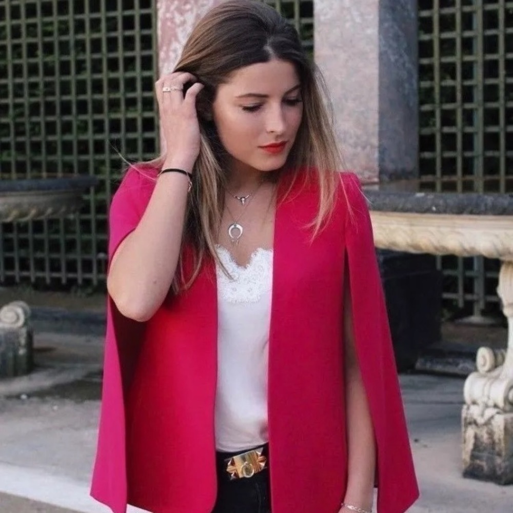 Zara pink cape blazer in fuschia Size S NWT.